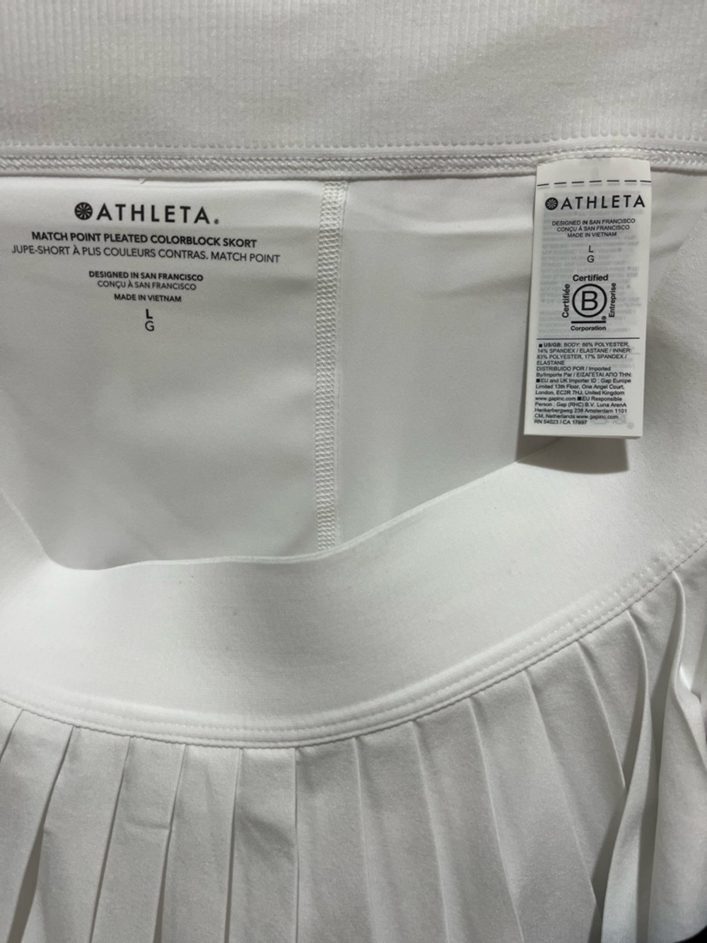 Athleta Navy and White Pleated Athletic Skirt nwt - Picture 5 of 6
